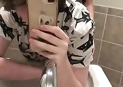 Sexy tranny fucks gf in public bathroom