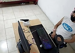 A peculiar visit! My stepmother almost caught me red-handed while I was masturbating while watching porn on XNXX.com.