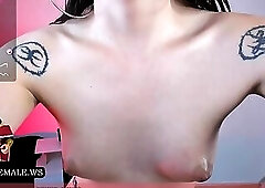 Shemale smokes after cumshot