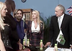 No Thing makes those lewd secretaries happier than sucking 2 bewitching cocks jointly previous to taking turns at getting their cunts plowed in the of