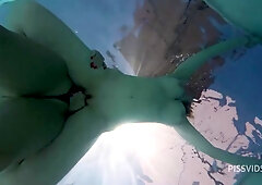 Underwater Lesbian Strap On Sex