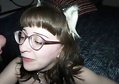 Hot blowjob from a brunette in POV