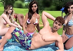 Steamy visual novel featuring hot brunette Erynn Path in a bikini