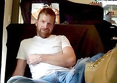 Hairy artist Jo gets exhibitionist and shows off in tight jeans