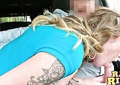 Cute Sexually excited College Redhead With Ass Plug Masturbates And Blows Car Driver For Free Ride