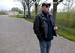 nlboots - rubber boots, leather jacket and outdoors, cold !