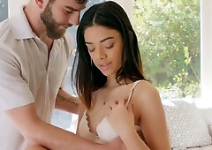 Massage turns passionate as she teases then rides him deep