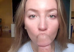 POV Cute Russian Babe Gives Head Until Her Mouth is Full