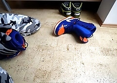 Gay stomping boots, snowboarder, cum on boots