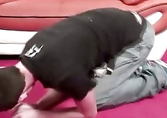 Gay master makes boy kneel and crawl