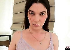 FEMOUT Solo Tgirl Masturbates in Purple Lingerie