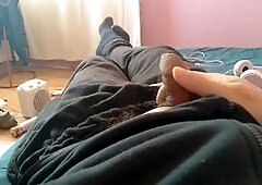 Muscular man with a big cock gets a handjob in hardcore action