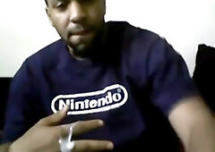 Cute Black Geek Jerks Off & Cums for me 3