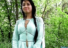 Public Agent - Sexy Brunette hair No Pants Public Screw in Woods