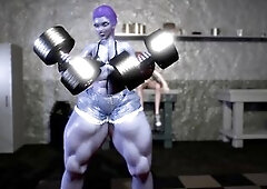 Widowmaker Works Out (Muscle Growth Animation)