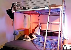 VIP4K. Orgasms while husband is right under us...