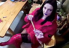 Cigar Blow job & Ripped Hose Cunt Massage & Cum on My Downjacket