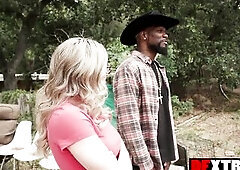 Breasty blond mother I'd like to fuck Cory Follow team-fucked by seven large ebony cocked boys