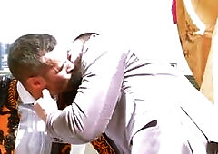 Hairy men, outdoors, oral pleasure