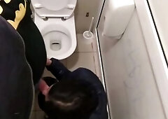 Cum shot in public toilet