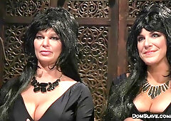 Big Titted lezdom dominates blonde STEPMOM on Halloween