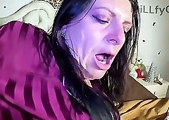 MILF Breath Holding in Satin. Puffy Cheeks Red Face and Intense Close Ups