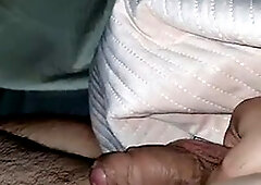 Naked stepson has a strong boner in bed with his stepmom