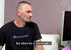 Not So Shy Blonde Female Agent Rubs Her Wet Pussy As Tough Guy Masturbates - Zuzana Z