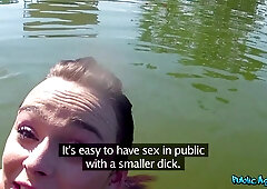 nineteen year old in a bikini drilled at the LAKES - Public Agent