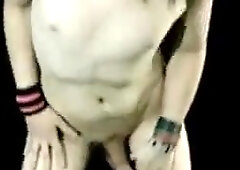 emo femboy crossdresser naked bound and cumming