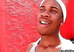 Black thug guy gets picked up on the street to suck