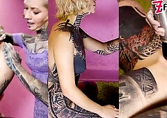 Sexy Lesbo Belt-On Session Between Tattooed Rock Cuties