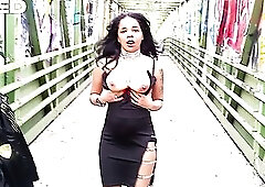 BIKER FEMALE BLOW JOB PUBLIC COSPLAY SUIT NIPPS OUT