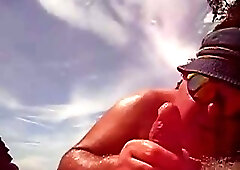 Beach blowjob