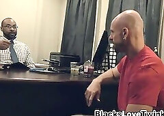 Buff white dude rides black schlong