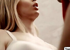 TS housemaid gets her barebacked by boss in the laundry room