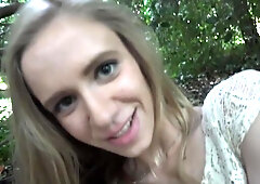 Outdoor intensive pound session with a long-legged Rachel James