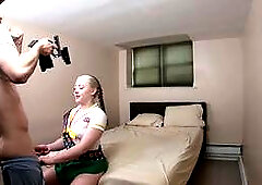 Teen girl scout Eva Nyx provides extra services beyond cookies in backstage