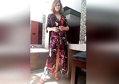 Latina wife in red heels guides her boyfriend through deep anal from behind