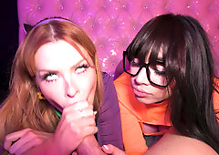 Velma and Daphne cosplay and fetish threesome