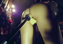 This girl loves a sex machine and a hook in her ass