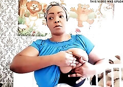 Nigerian step mommy shows how to massage and milk her biggest udders