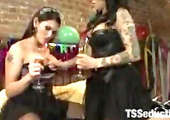 Birthday Cum Eating Shemale Threesome