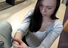 HUNT4K. Couple is tired of bowling, guy wants money, chick wants sex