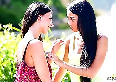 Busty MILF Seduces Tight Latina into Wild Lesbian Fuck on the Beach