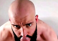 Sucking a massive uncut cock