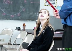 Horny music teacher loves watching a hot coed service his cock to completion