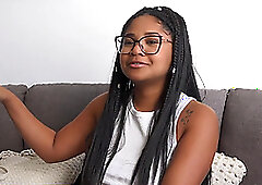 Big Booty Brazilian Sucks Huge Penis Before Getting Railed Doggystyle To Get A Job