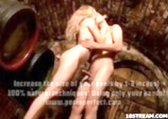 Hot chick and her friend went to the vine cellar to have some fun with each other