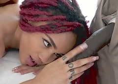 Julie Kay is sucking masseur's cock and her BF is none the wiser